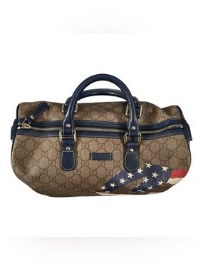 GUCCI Boston Bag Hand Bag American Flag USA GG Supreme Made in Italy Rare